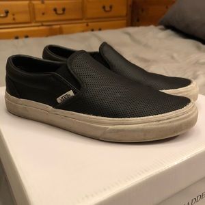 VANS Perf Leather Slip-On Shoes in Black